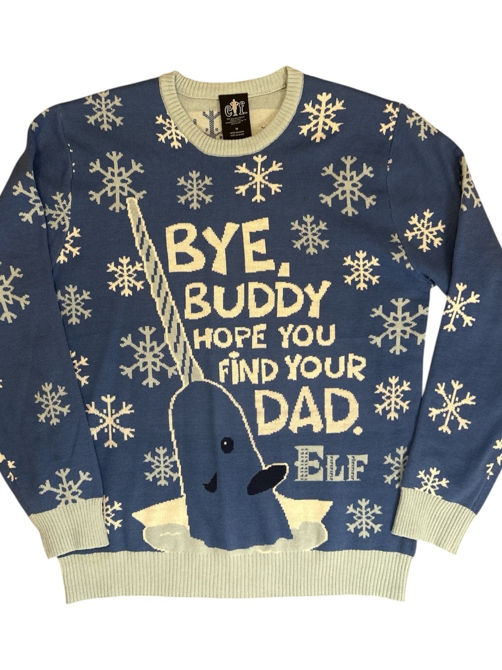 Elf Movie Buddy “Bye Buddy Hope You Find Your Dad” Christmas Sweater Men’s M